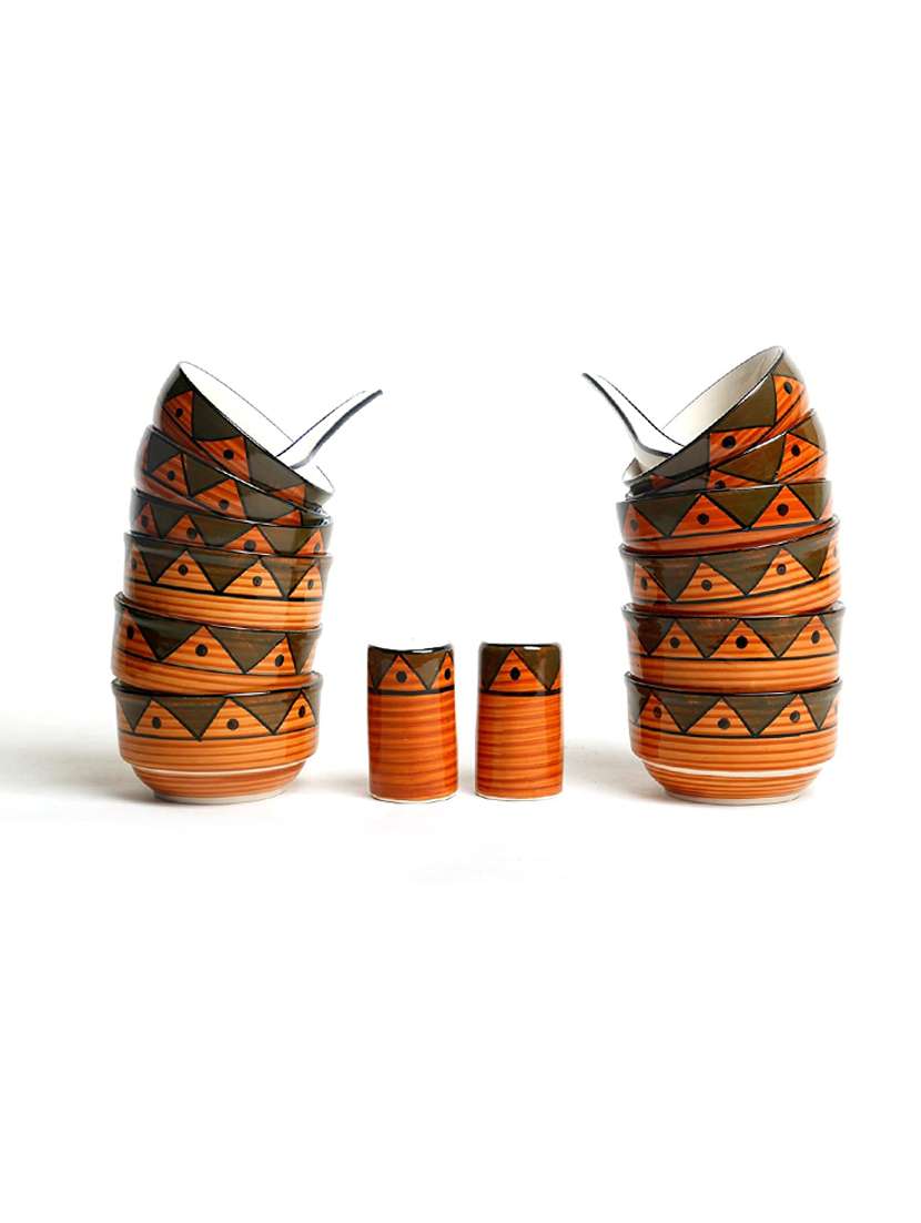 caffeine ceramic handmade brown soorya dinner set (37 pcs.) - 19304438 -  Standard Image - 2