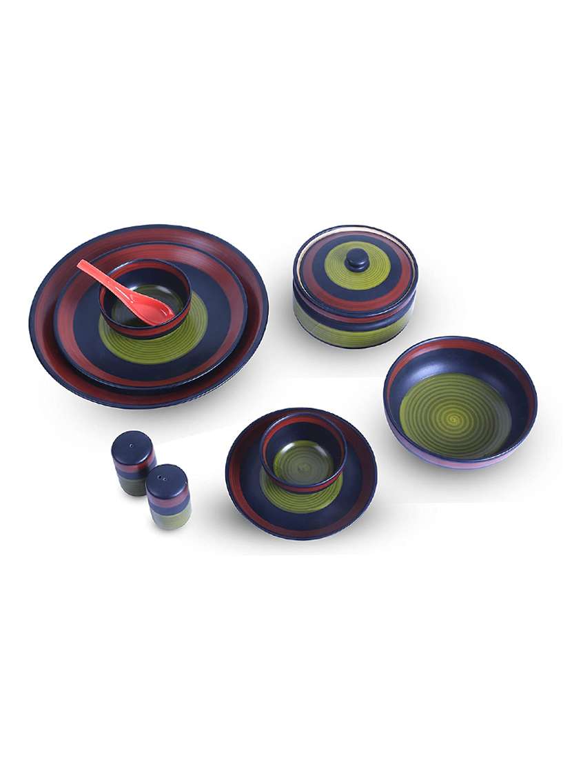 caffeine ceramic handmade green chandrakari dinner set (37 pcs.) - 19304446 -  Standard Image - 2