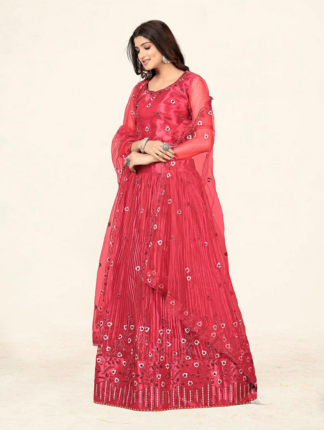 pink net aline lehenga - 19304672 - Standard Image - 2