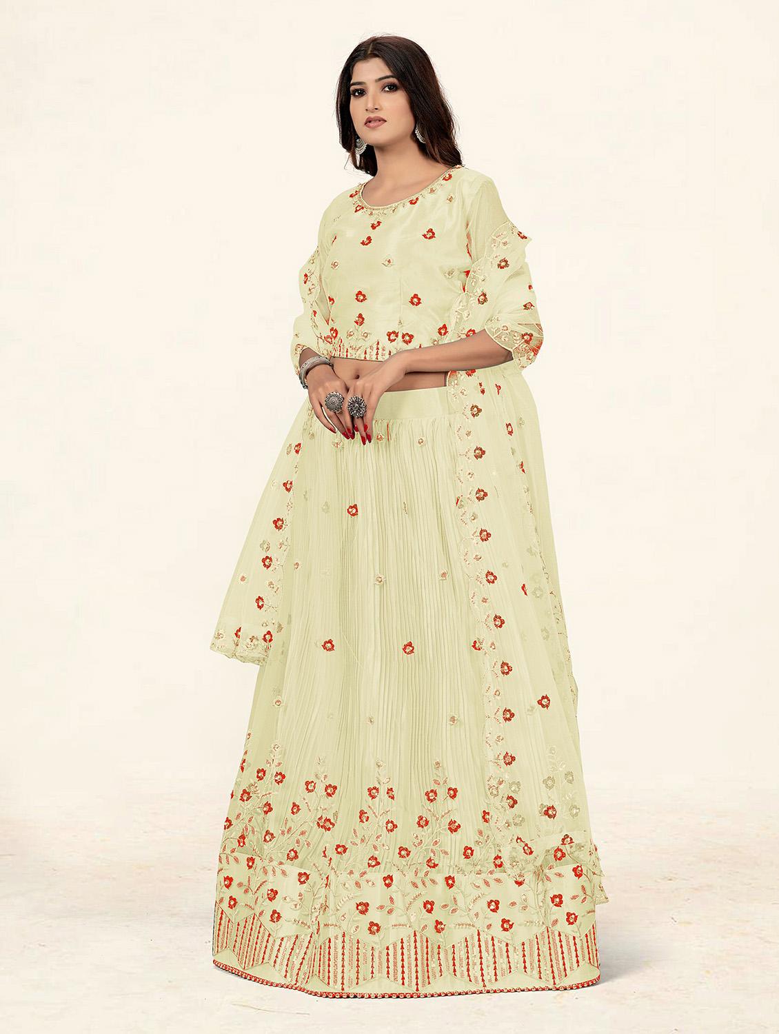 beige a-line lehenga - 19304675 - Standard Image - 2