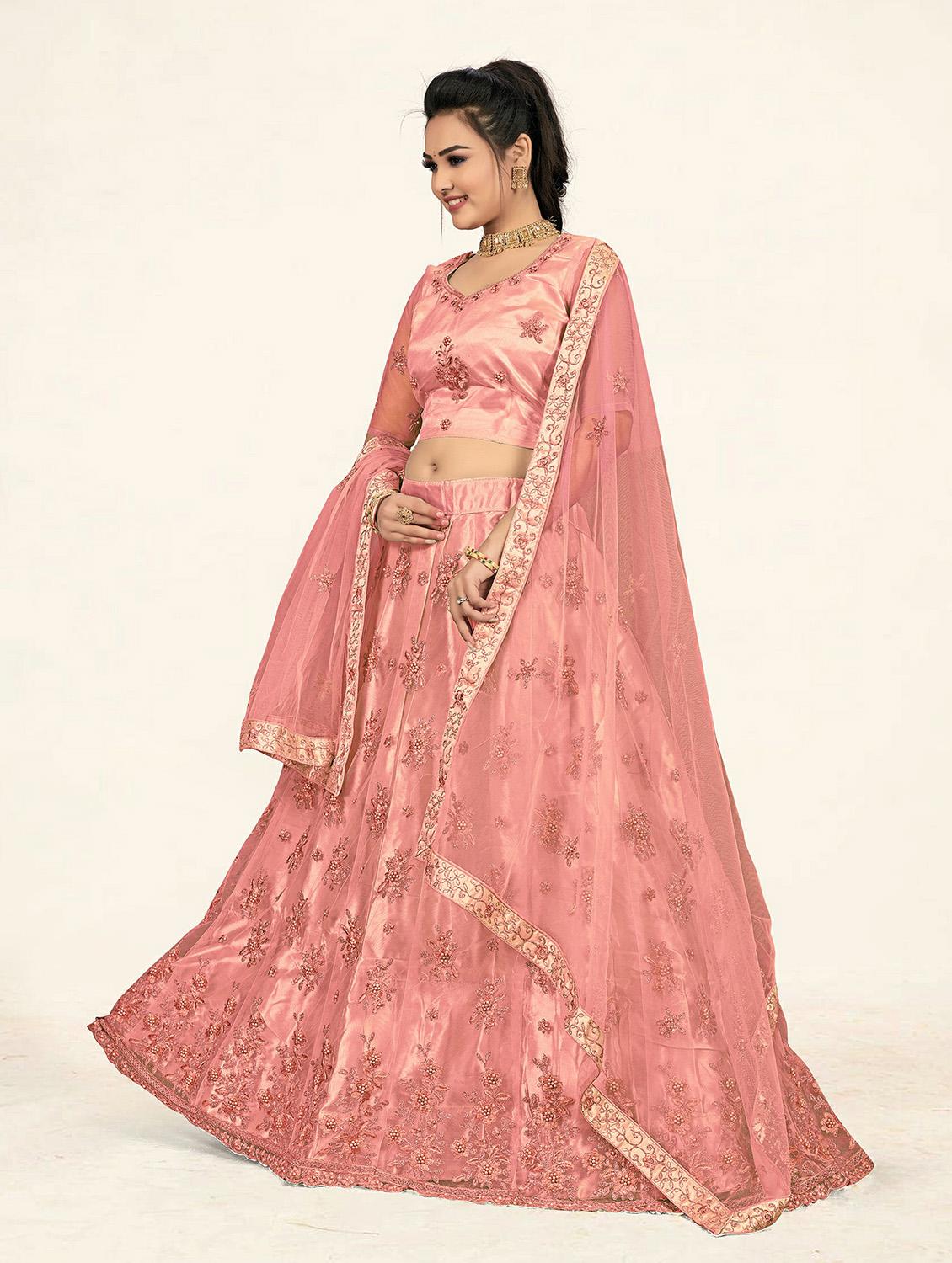 peach a-line lehenga - 19304689 - Standard Image - 2