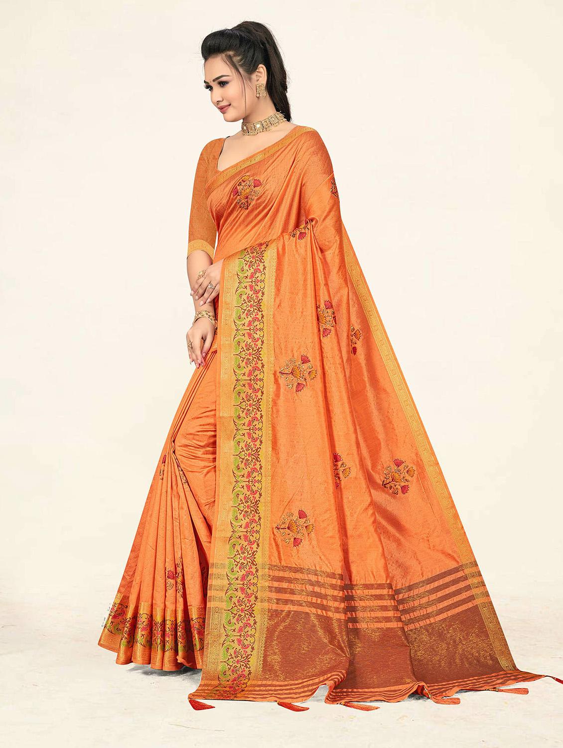 women's embroidered saree with blouse - 19304713 - Standard Image - 2