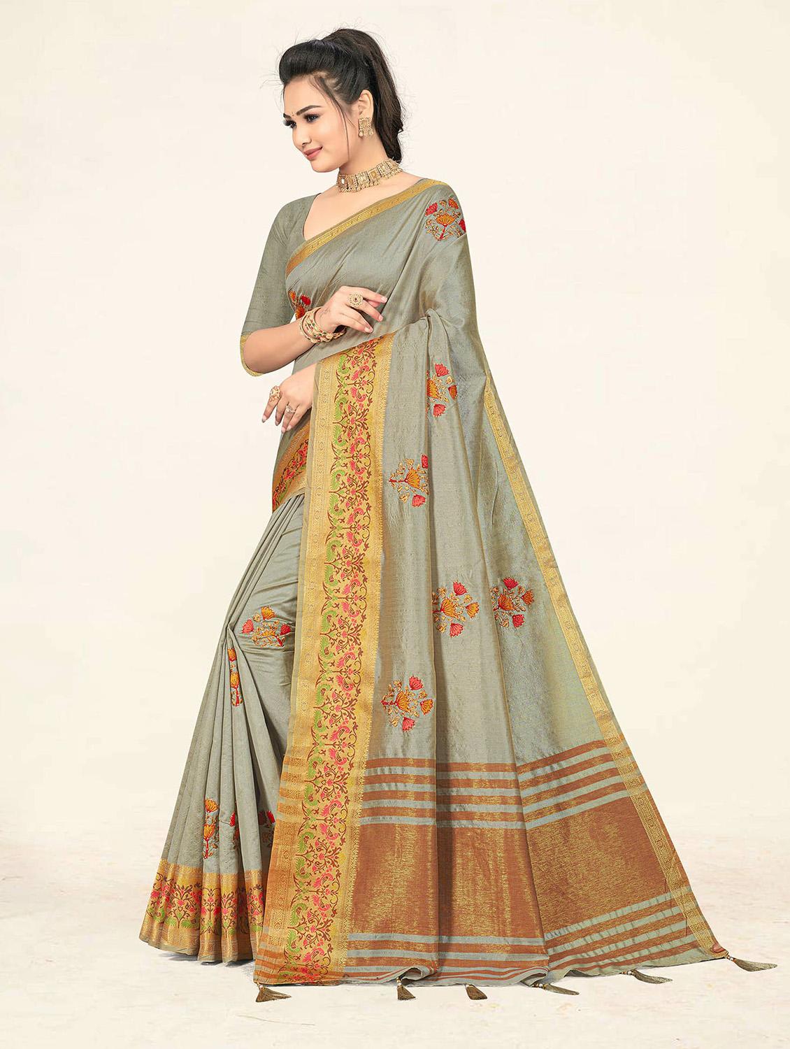 self design printed woven saree with blouse - 19304718 - Standard Image - 2