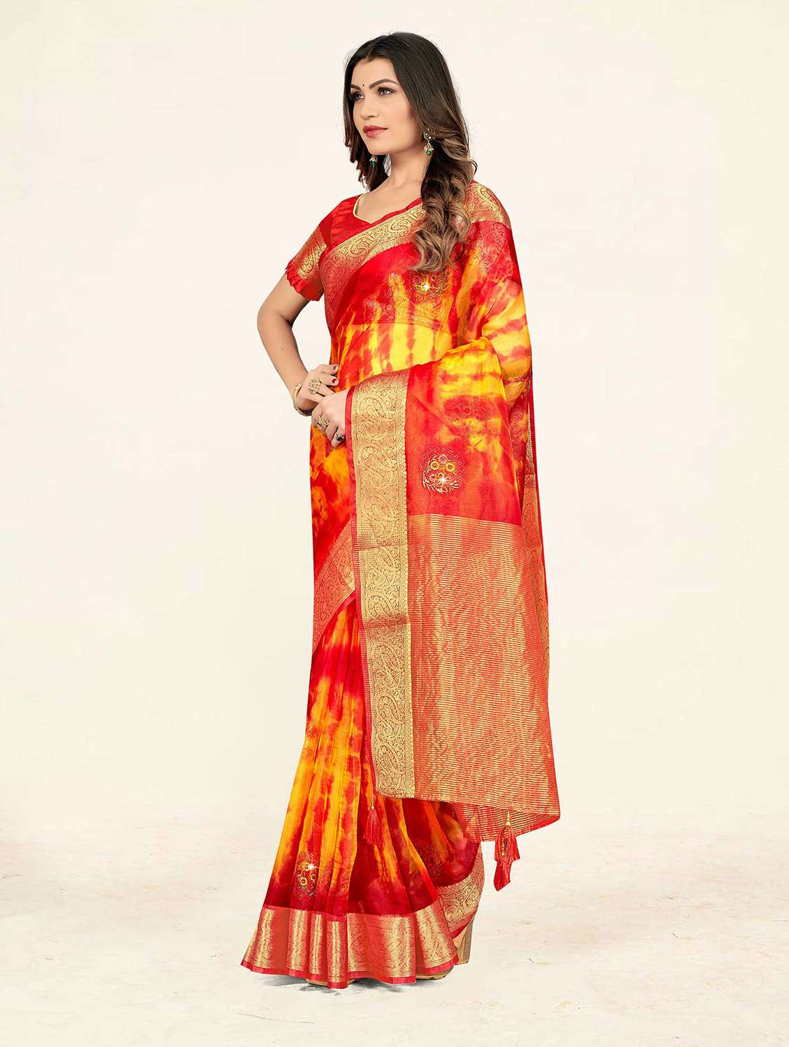 self design printed woven saree - 19304725 - Standard Image - 2