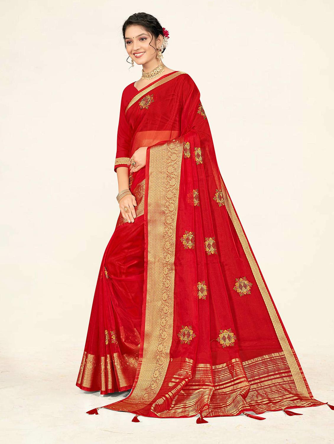 self design printed woven saree with blouse - 19304731 - Standard Image - 2