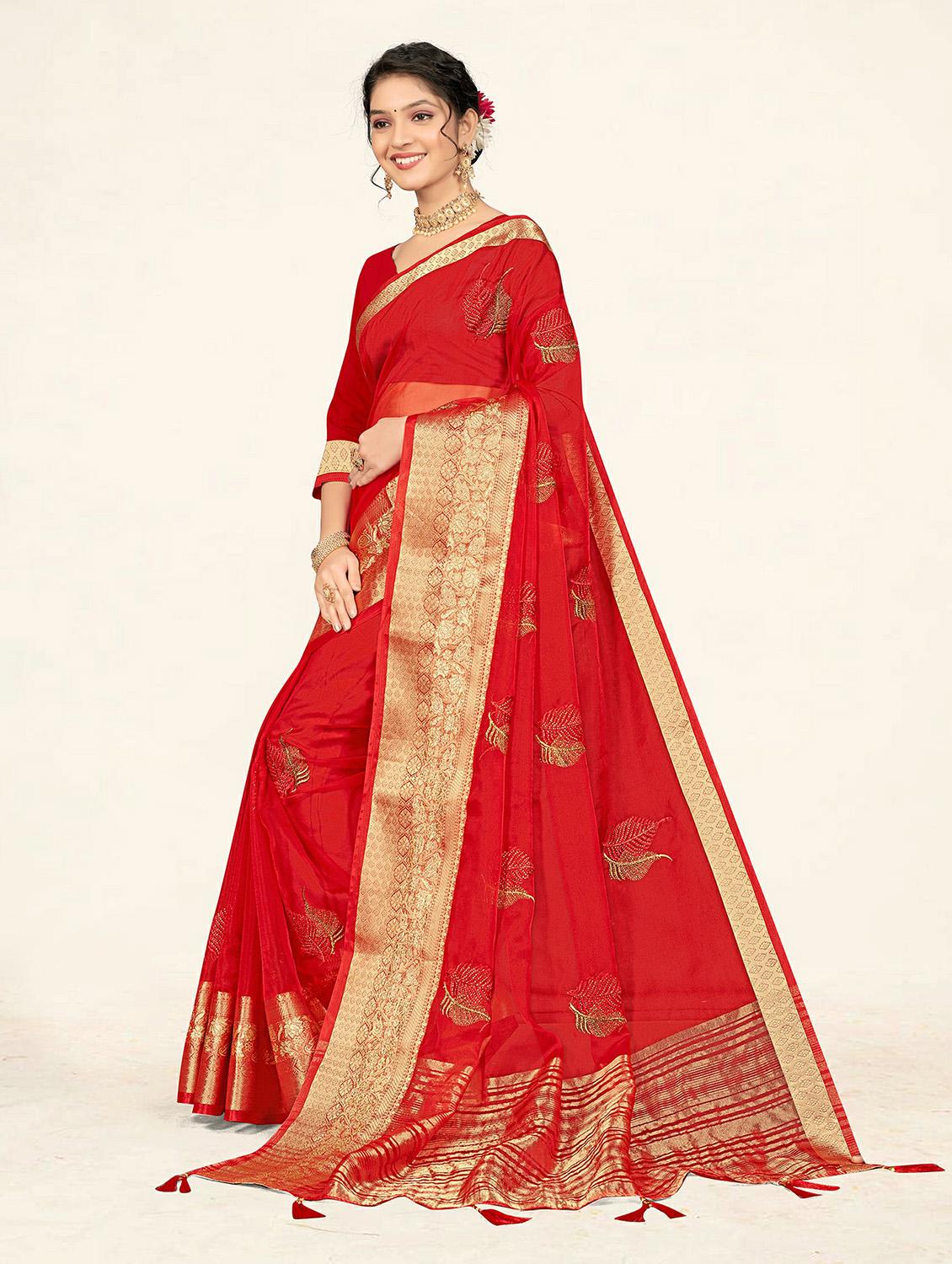 self design printed woven saree with blouse - 19304737 - Standard Image - 2