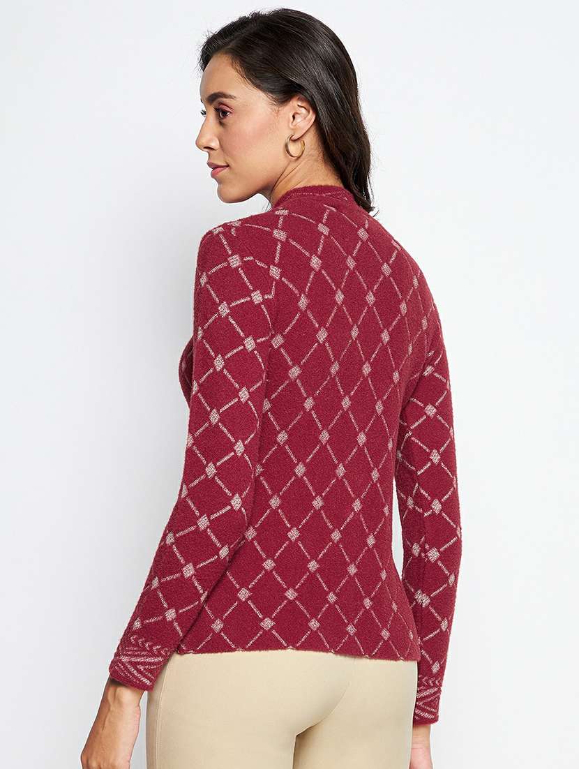 self design wool blend cardigan - 19304801 - Standard Image - 2