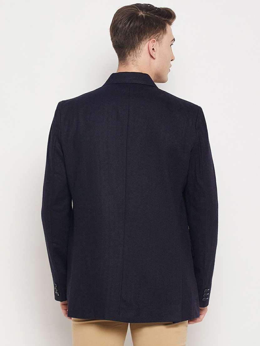 navy blue solid casual blazer - 19304876 -  Standard Image - 2