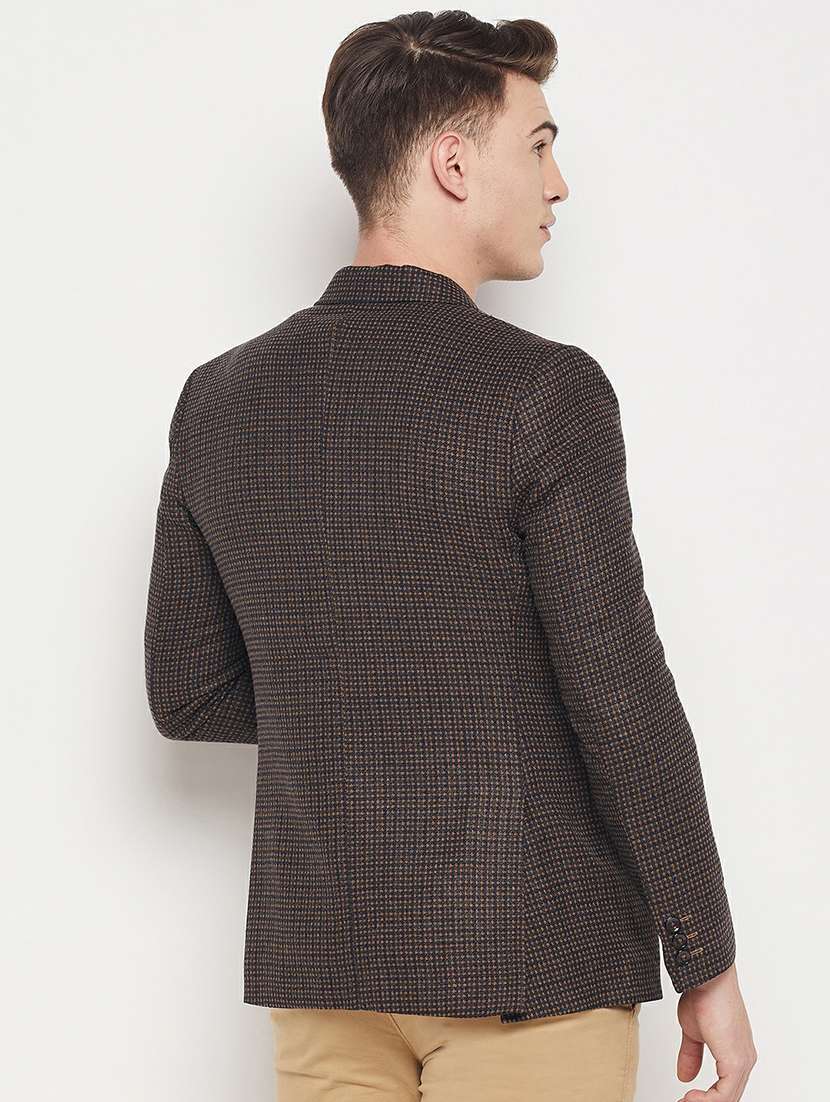 brown self designed casual blazer - 19304881 -  Standard Image - 2