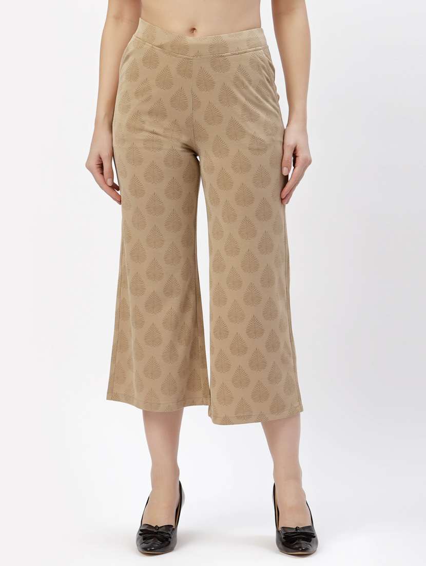 beige printed palazzo
