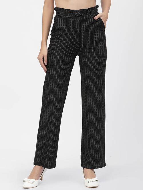 black solid printed trousers - 19304906 - Standard Image - 0