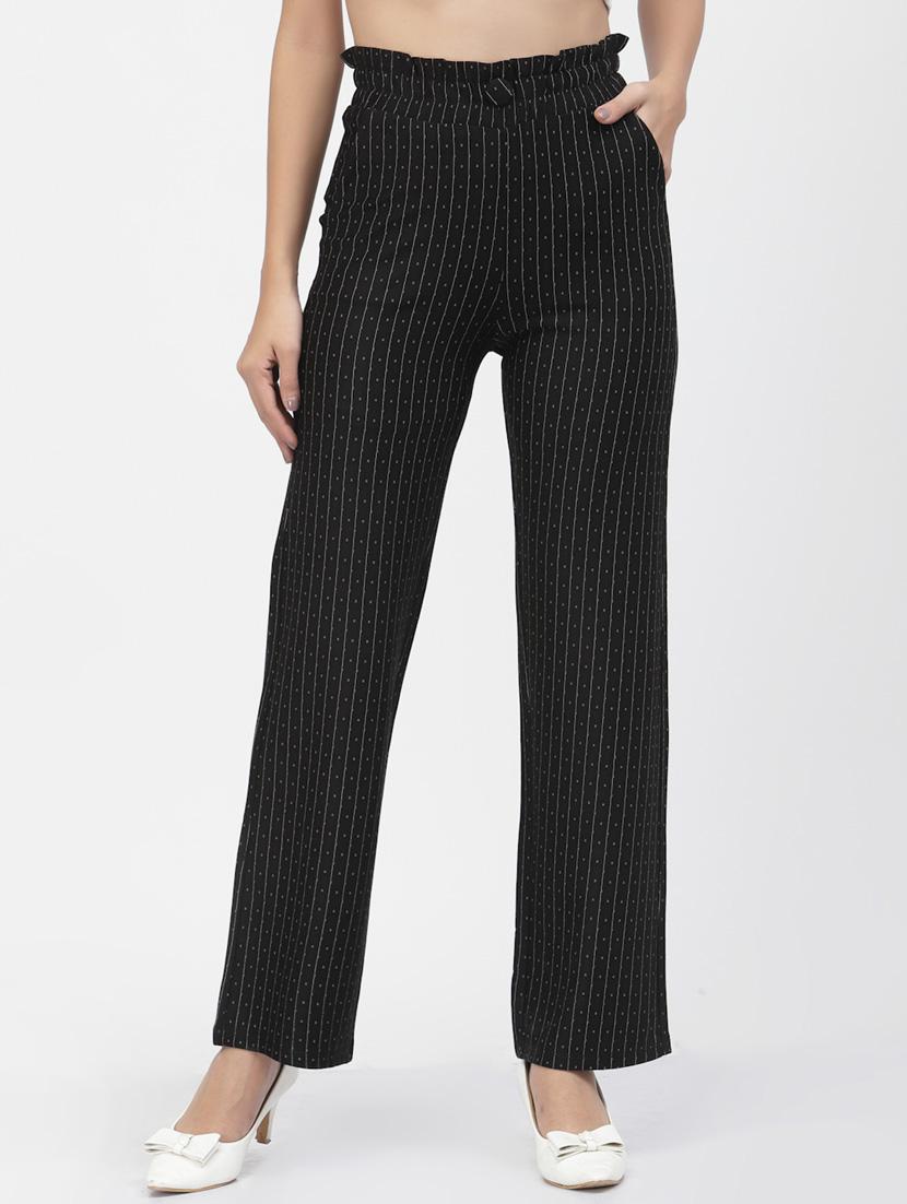 black solid printed trousers - 19304906 - Zoom Image - 0