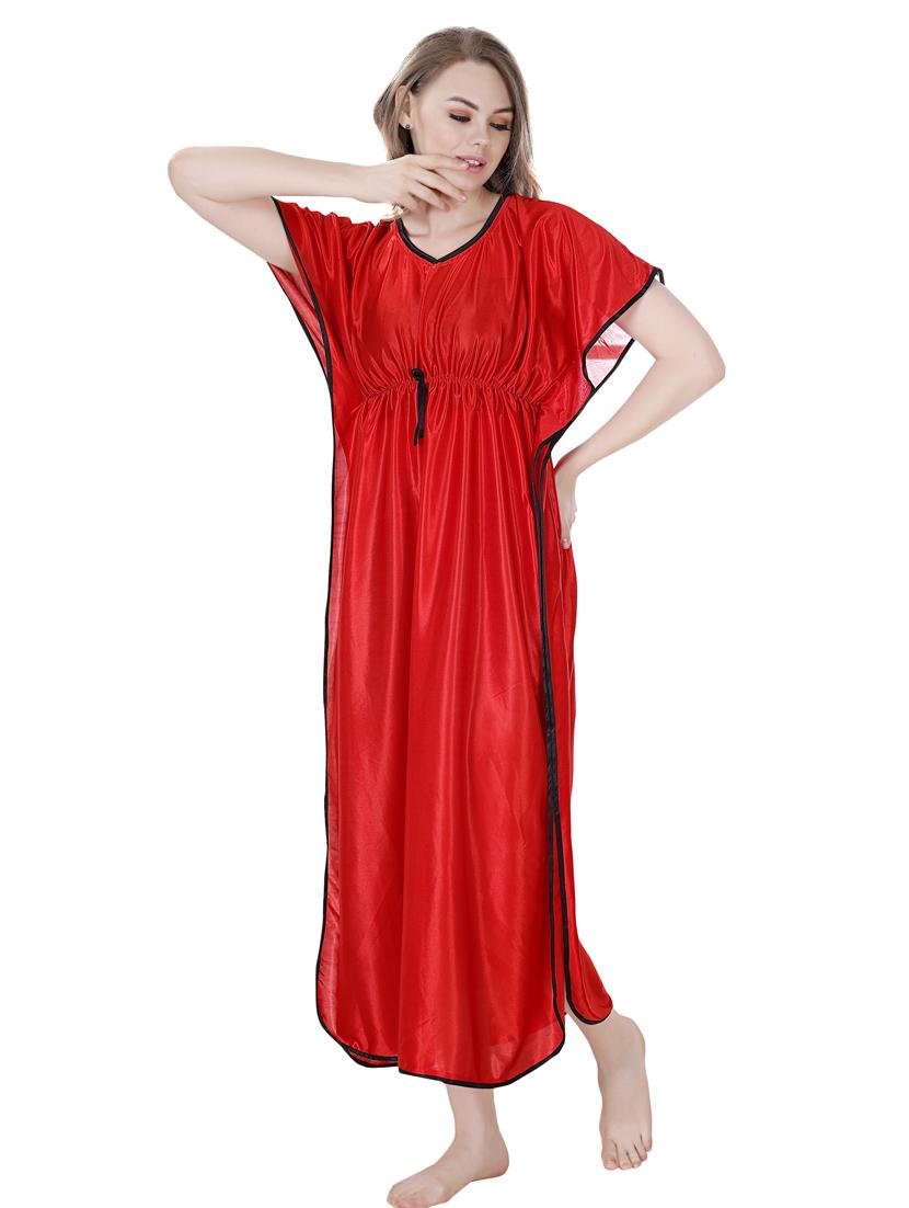 red solid satin nighty - 19313228 - Standard Image - 2