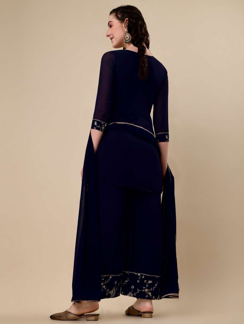 blue kurta palazzo set with dupatta - 19313361 -  Standard Image - 2