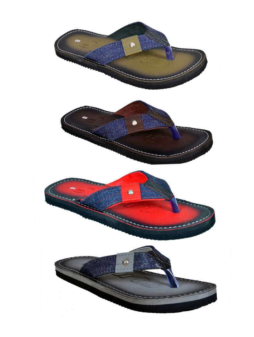 mens pack of 4 printed flip flop