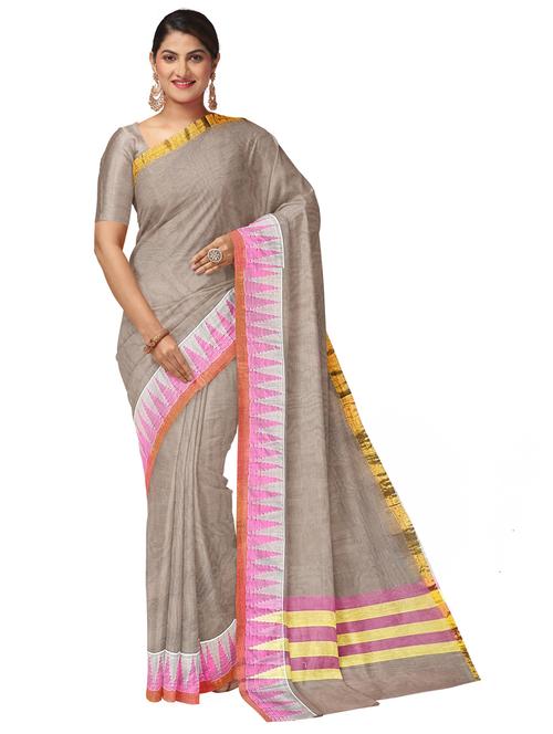 women's bordered white colored saree with blouse - 19313541 - Standard Image - 0