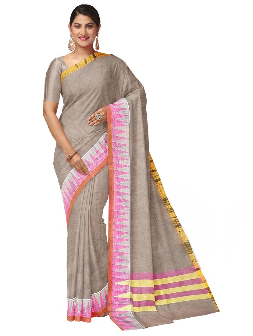 women's bordered white colored saree with blouse - 19313541 - Zoom Image - 0