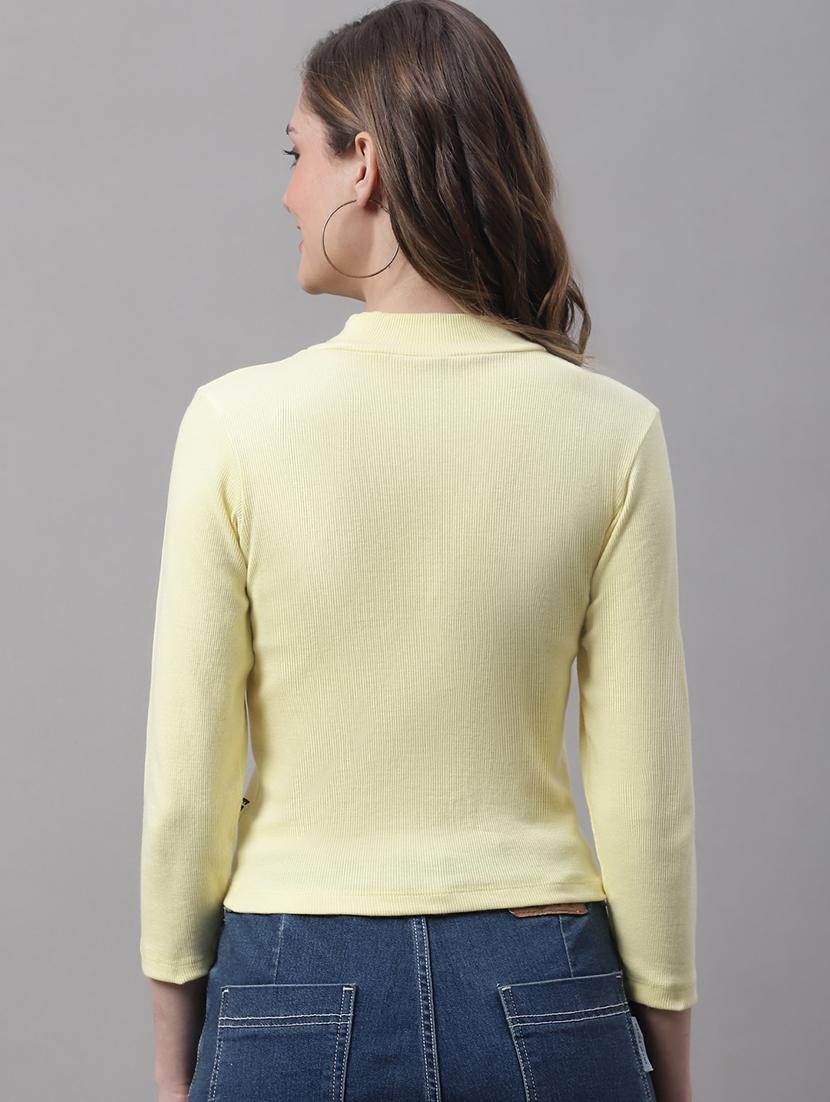 women solid mock neck long sleeves top - 19313761 - Standard Image - 2
