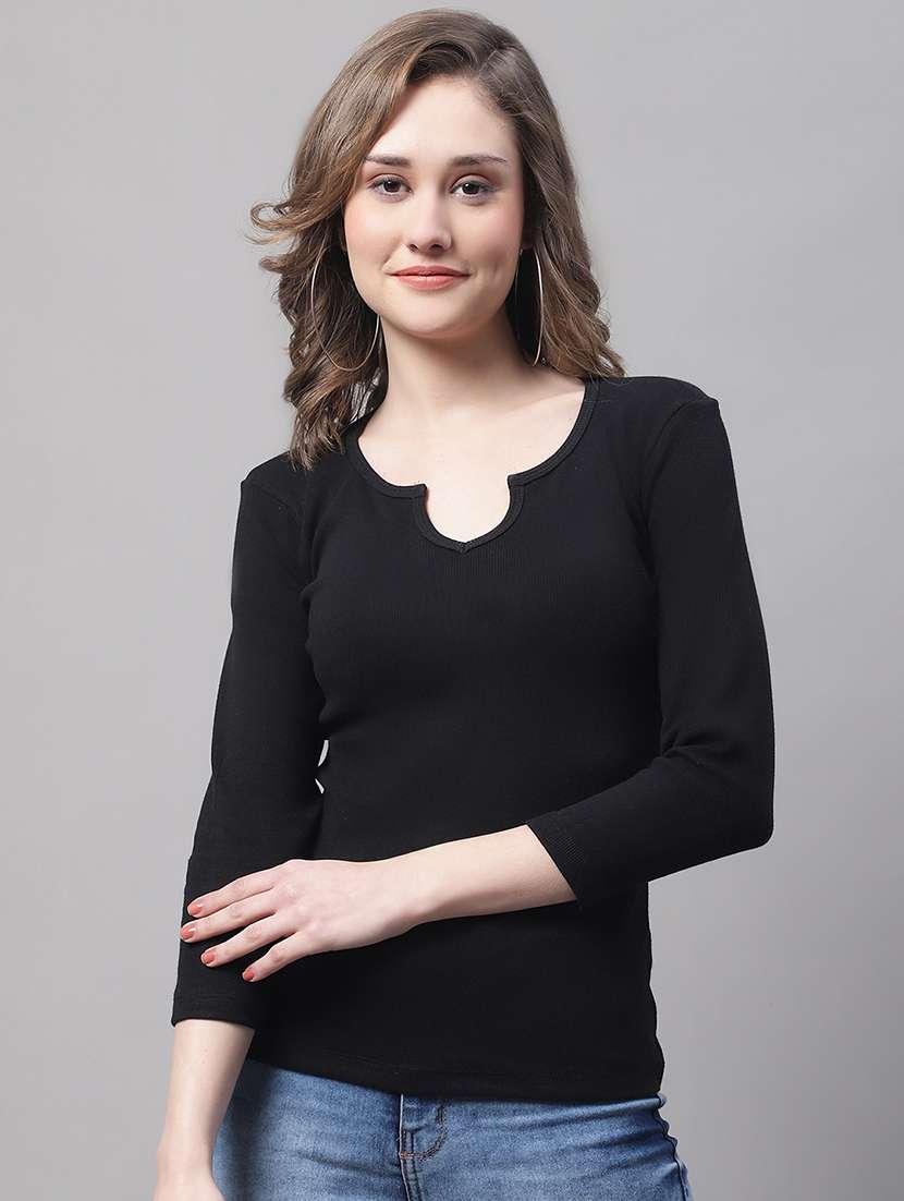 women's straight round neck top