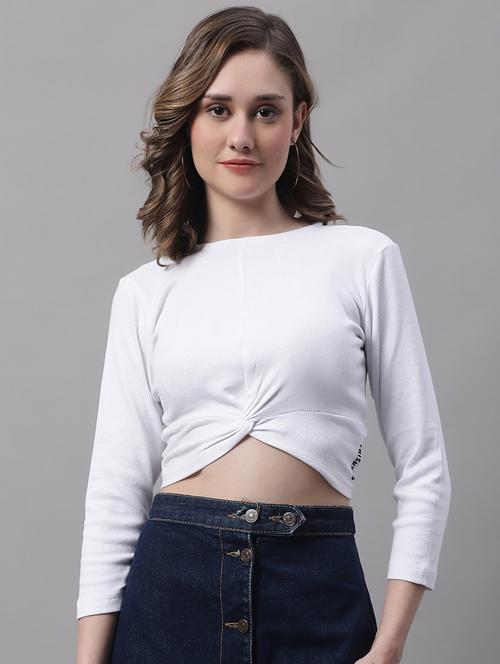 women's crop round neck top - 19313783 -  Standard Image - 0