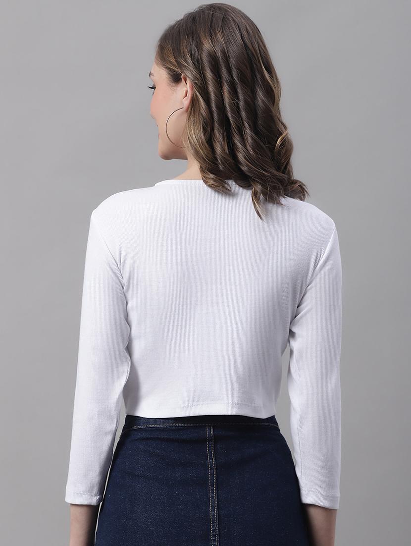 women's crop round neck top - 19313783 - Standard Image - 2