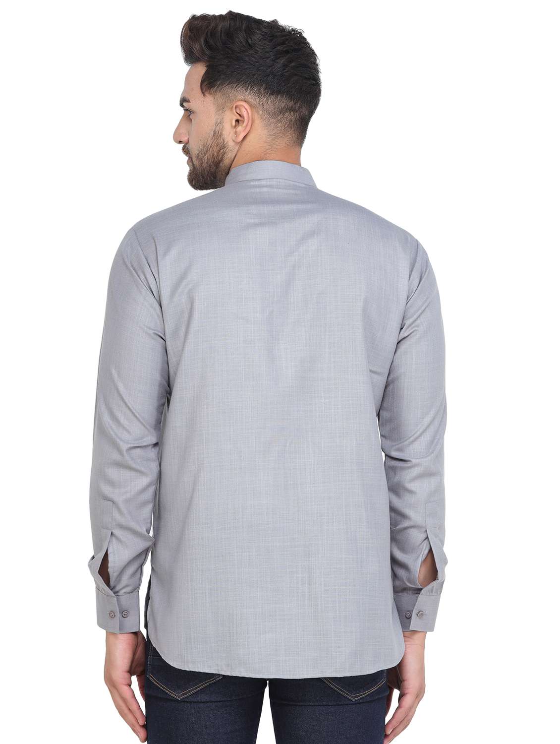 mandarin neck solid short kurta - 19313834 - Standard Image - 2