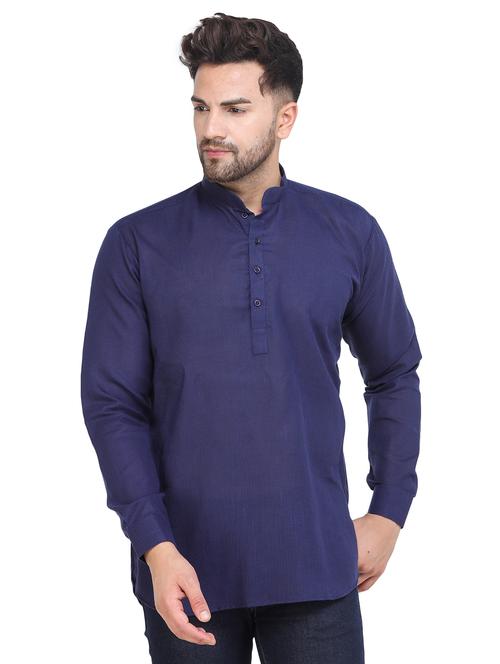 mandarin neck solid short kurta - 19313841 - Standard Image - 0