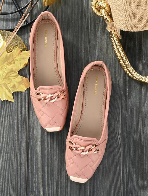 pink synthetic slip on loafers - 19313844 - Standard Image - 0