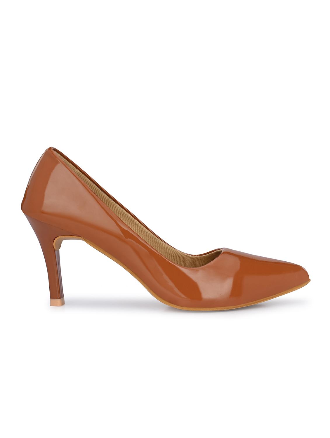 tan synthetic slip on pumps - 19313849 - Standard Image - 2