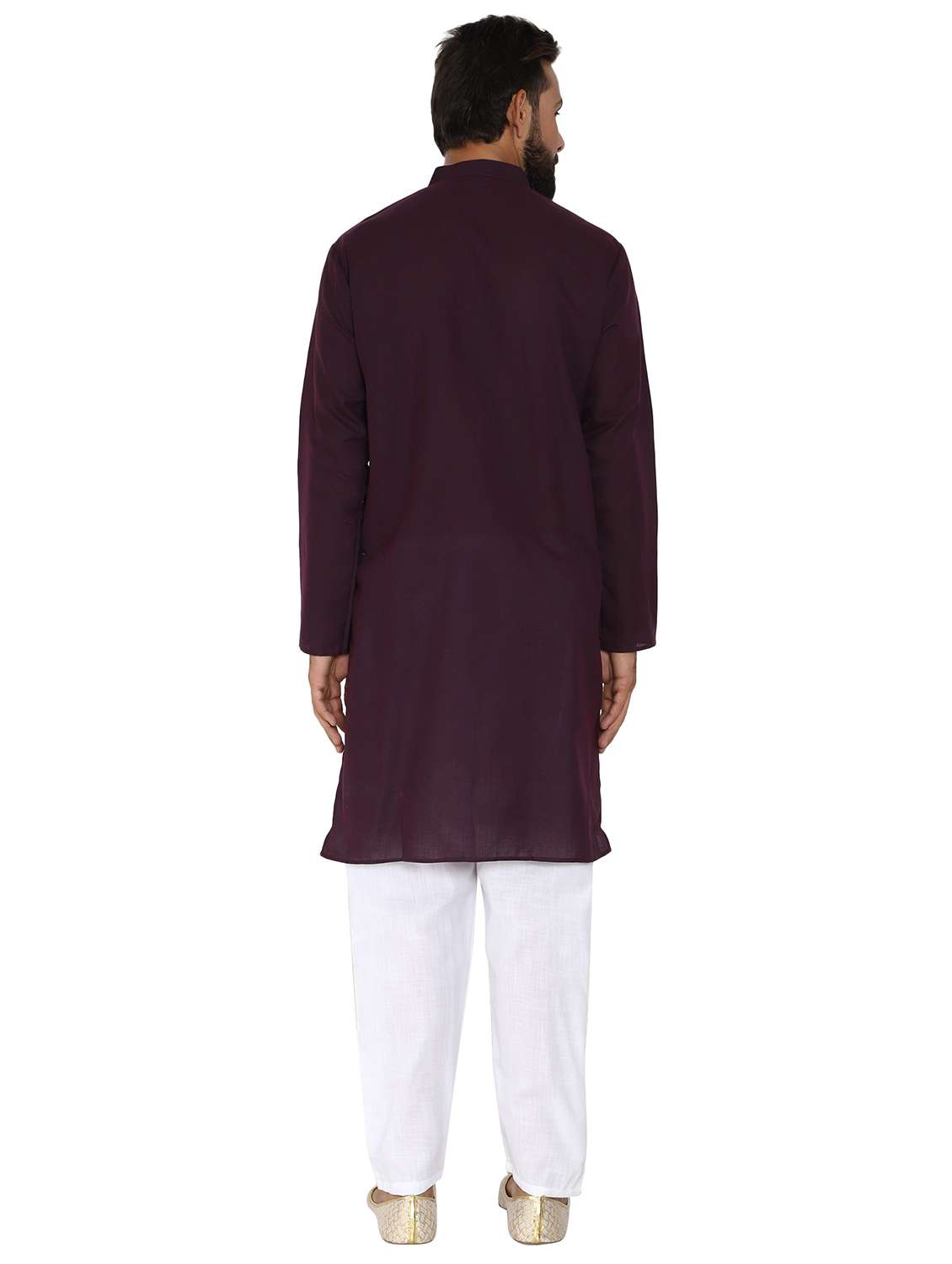 violet solid long kurta pyjama ethic wear set - 19313971 -  Standard Image - 2