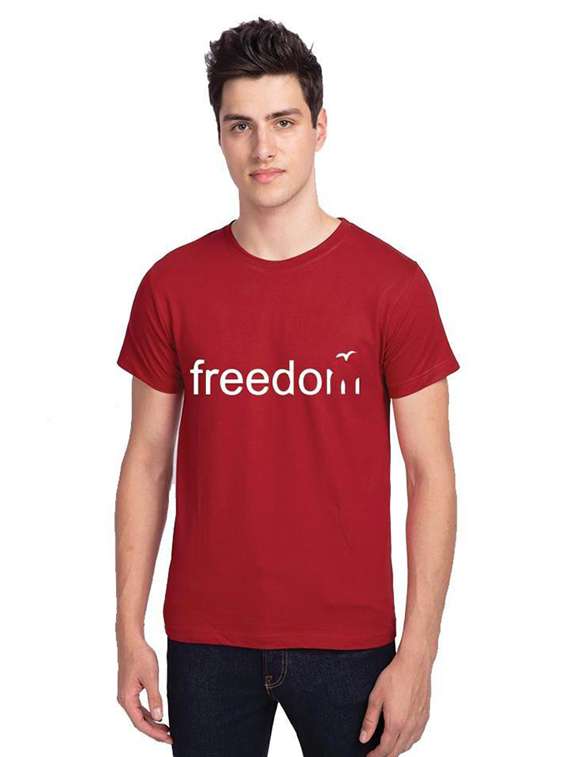 men typographic printed round neck t-shirt