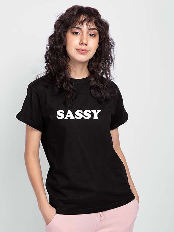 women's chest print round neck t-shirt