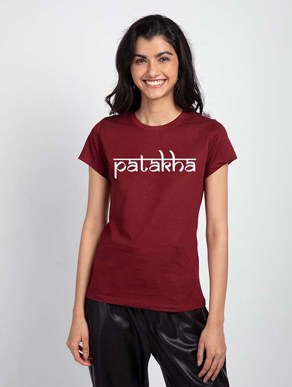 women's chest print round neck t-shirt