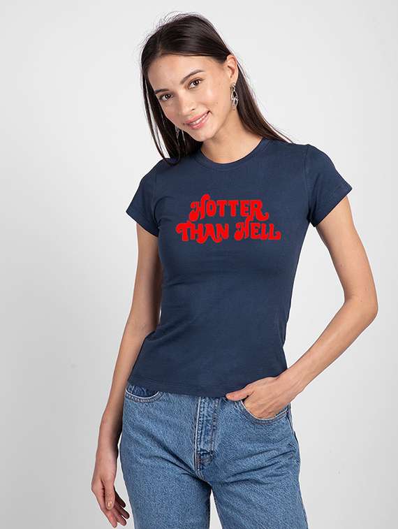 women's chest print round neck t-shirt