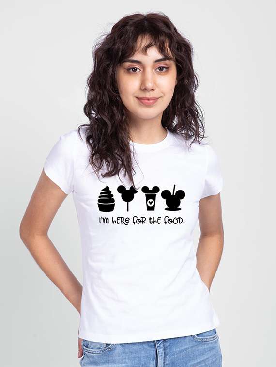 women's chest print round neck t-shirt