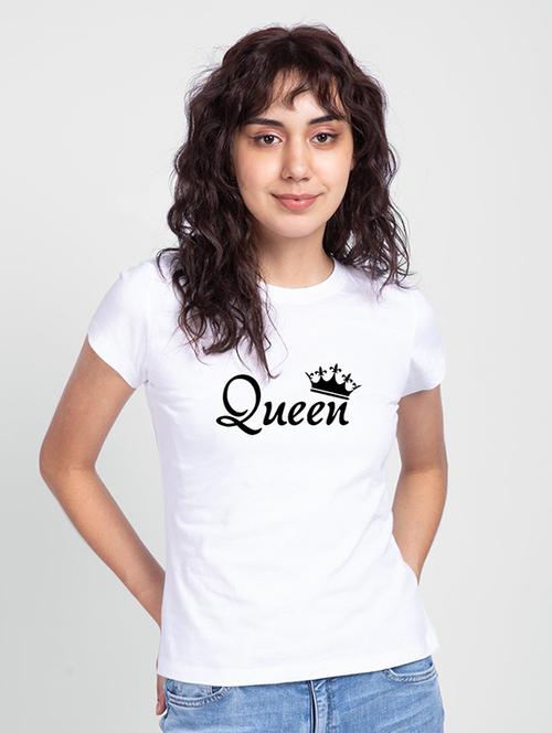 women's chest print round neck t-shirt - 19325673 - Standard Image - 0