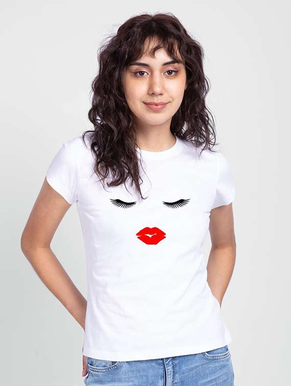 women's chest print round neck t-shirt