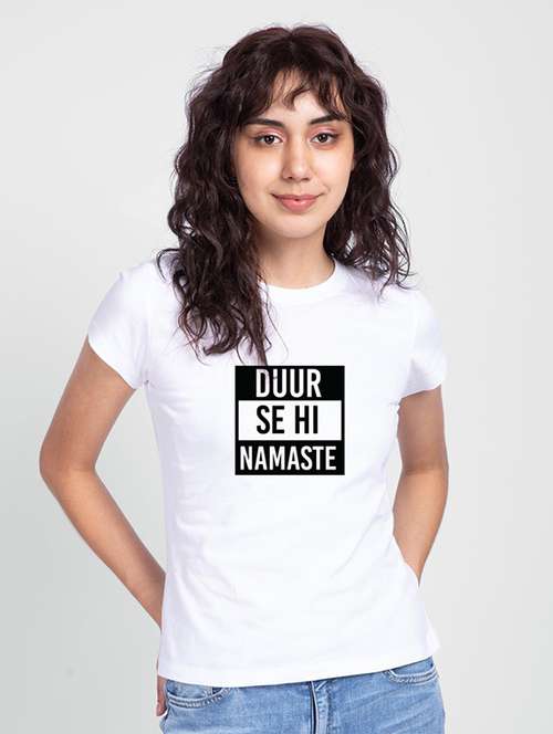 women's chest print round neck t-shirt - 19325678 -  Standard Image - 0