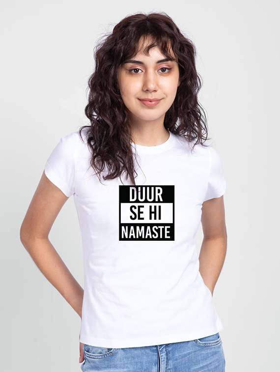 women's chest print round neck t-shirt