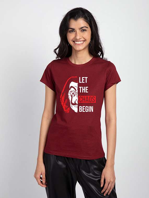 women's front print round neck t-shirt