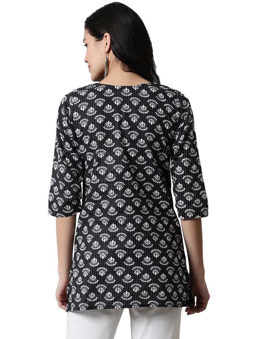 black cotton straight kurti - 19326049 -  Standard Image - 2