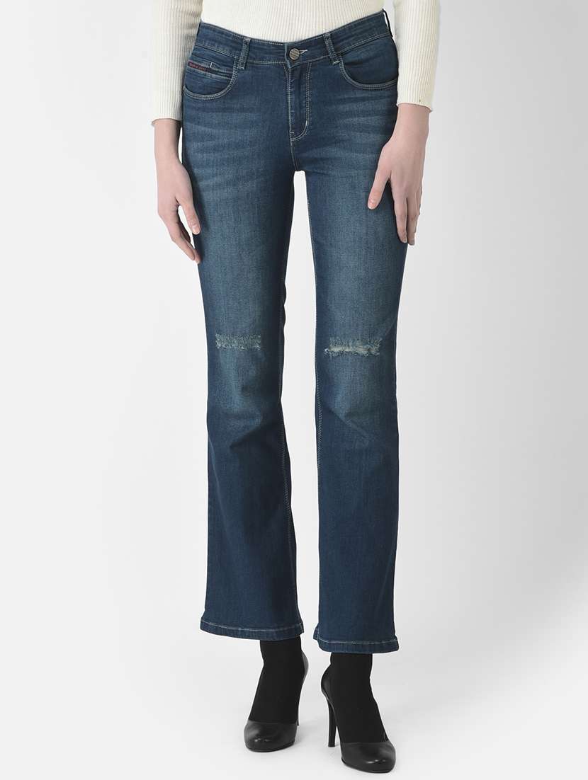 women's slash knee bootcut jeans