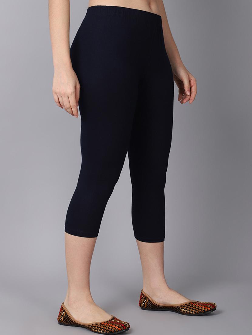mid rise solid capri leggings - 19326129 - Standard Image - 2