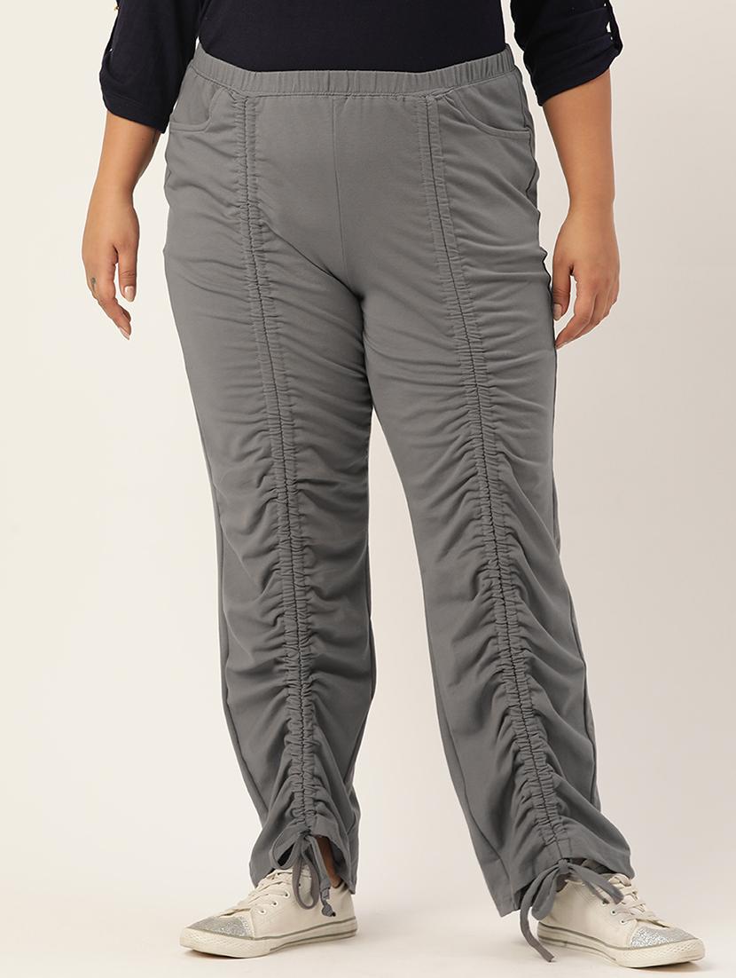 grey solid plus trouser - 19326361 -  Zoom Image - 0