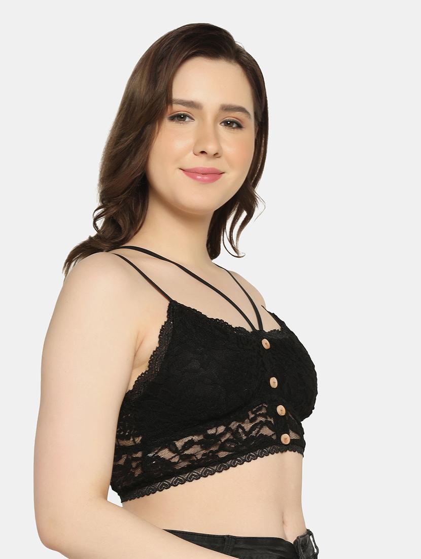 black self design bralette - 19328639 - Standard Image - 2