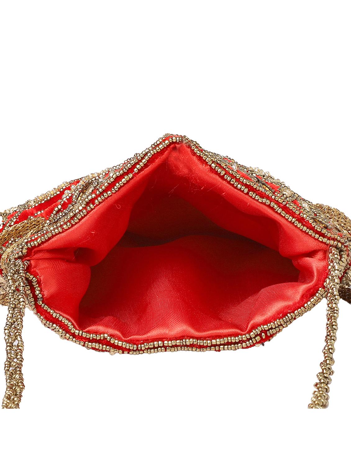 red velvet ethnic potli - 19328874 - Standard Image - 2