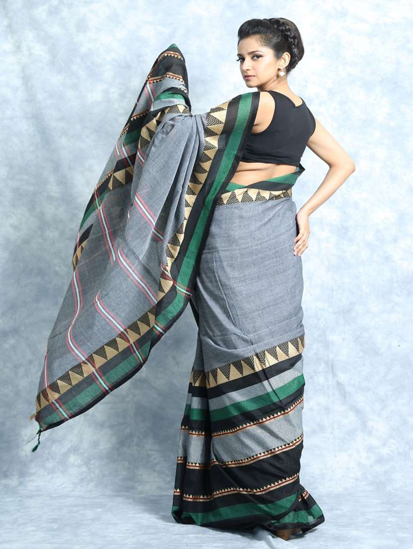 women's printed grey colored saree with blouse - 19328912 - Standard Image - 2