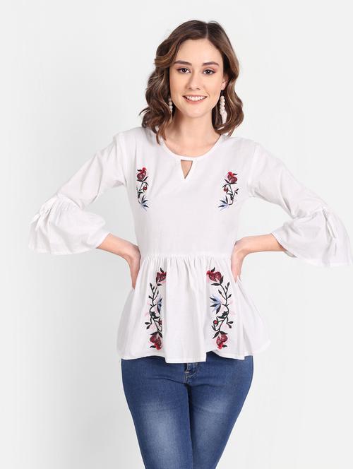 women's peplum key hole neck top - 19329154 - Standard Image - 0