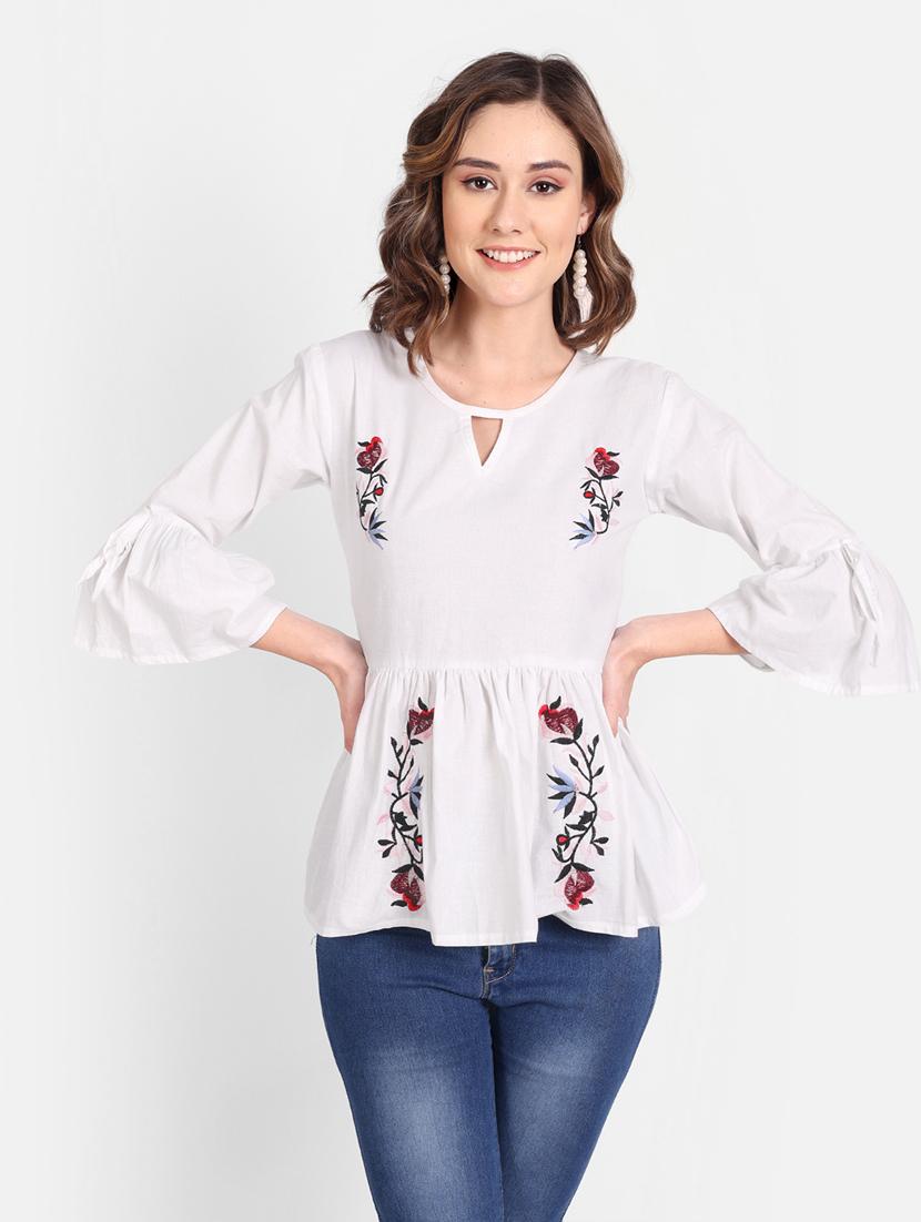 women's peplum key hole neck top - 19329154 - Zoom Image - 0