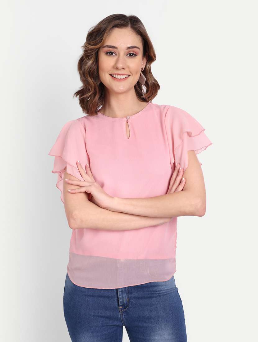 women's straight key hole neck top